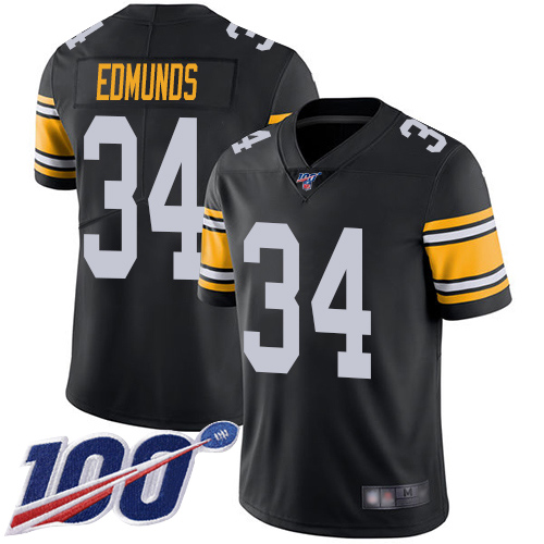 Men Pittsburgh Steelers Football #34 Limited Black Terrell Edmunds Alternate 100th Season Vapor Untouchable Nike NFL Jersey->pittsburgh steelers->NFL Jersey